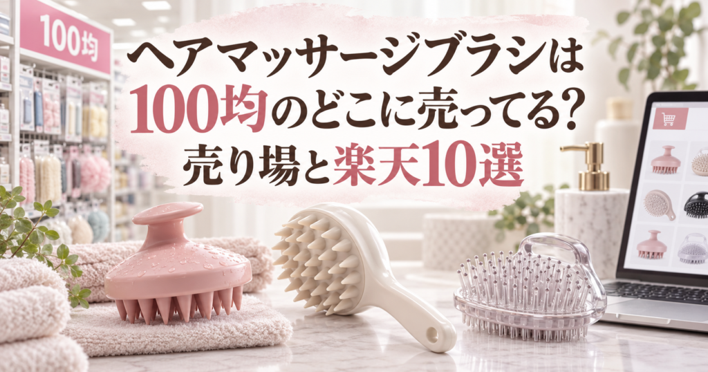 100均の売り場と楽天市場のヘアマッサージブラシ10選を案内するアイキャッチ