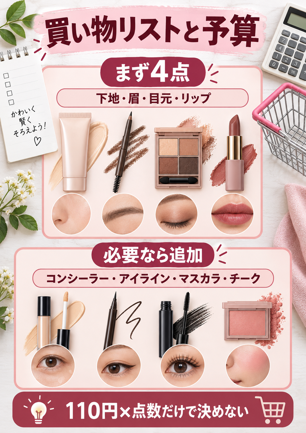 フルメイクの買い物リストと予算の考え方