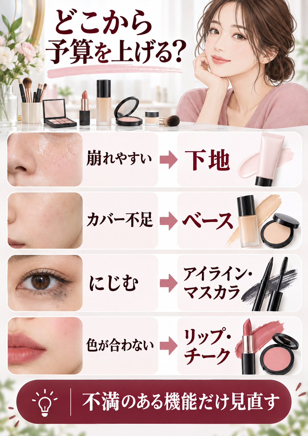 コスメの予算を上げる判断基準